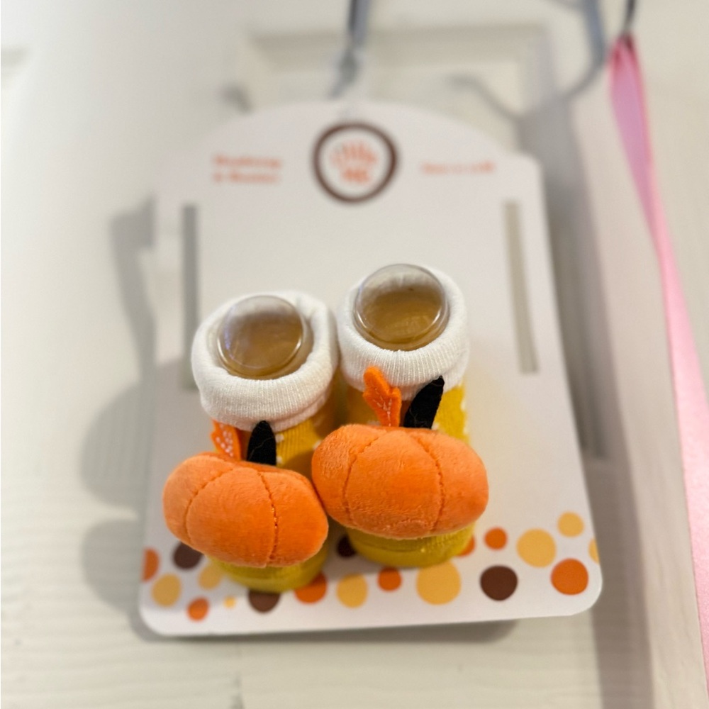 Little Me Orange Pumpkin Baby Socks